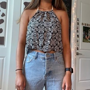 Patterned tie-up halter top